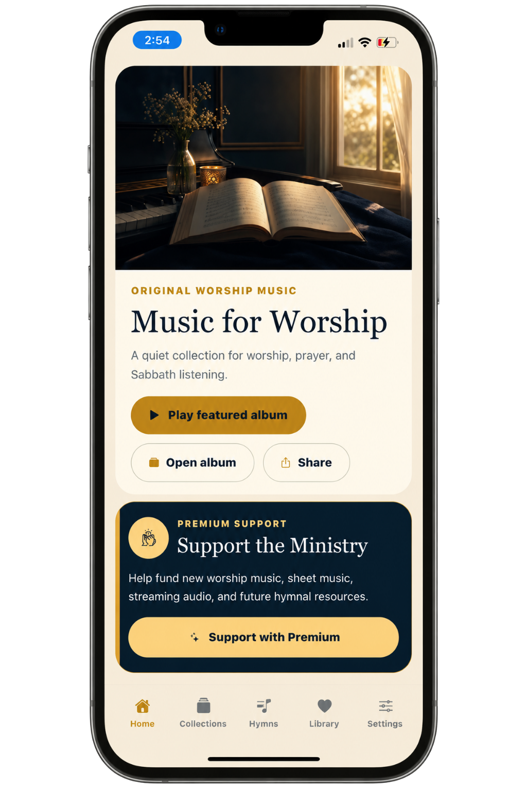 Worship Albums screen in the SDA Hymnal Songs app
